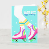 Bonne carte de patins à roulettes d'anniversaire (Fleur jaune)