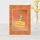 Bonne carte de singe amusante d'anniversaire (Fleur jaune)