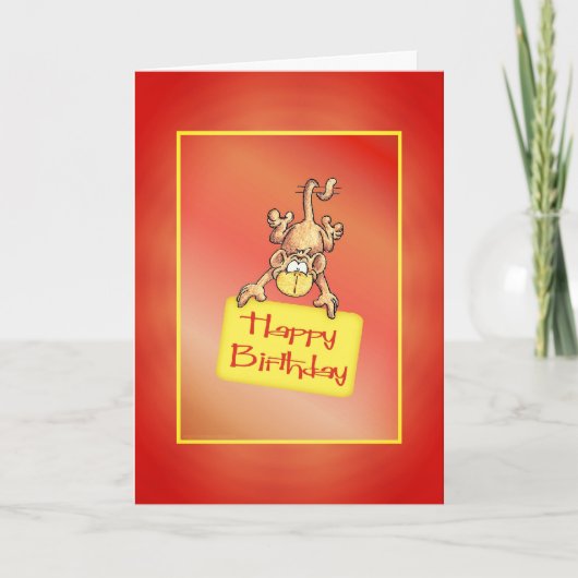Bonne carte de singe amusante d'anniversaire (Devant)