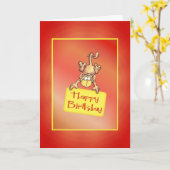 Bonne carte de singe amusante d'anniversaire (Fleur jaune)