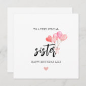 Bonne carte de soeur d'anniversaire (Devant / Derrière)