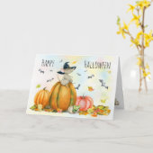 Bonne carte de souris Halloween Cartoon Witch (Fleur jaune)