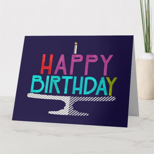 Bonne carte de typographie de gâteau d'anniversair (Devant)