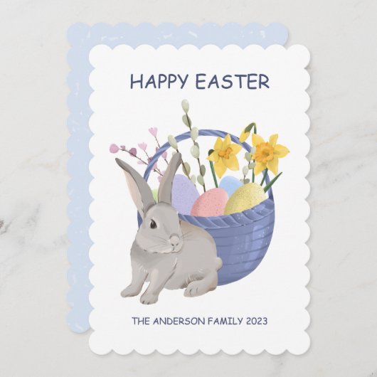 Bonne carte de vacances à rabbit de Pâques (Devant / Derrière)