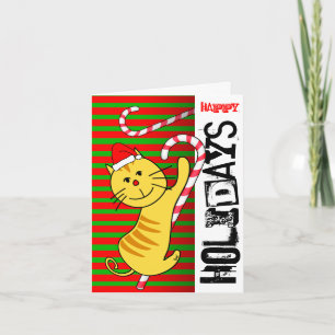 Bonne Carte de vacances Chat sur le Sucre de canne