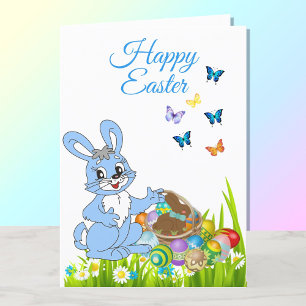 Bonne carte de vacances de Pâques Bunny Boy person
