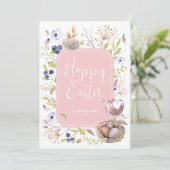Bonne carte de vacances Pâques aquarelle plat (Debout devant)