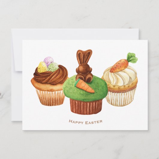 Bonne Carte de vacances Pâques Bunny Cupcakes (Devant)