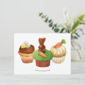 Bonne Carte de vacances Pâques Bunny Cupcakes (Debout devant)