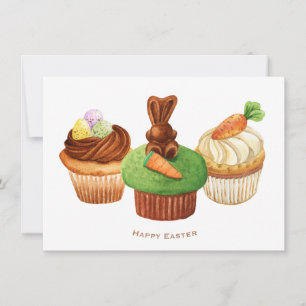 Bonne Carte de vacances Pâques Bunny Cupcakes