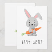Bonne carte de vacances Pâques mignonne lapin caro (Devant / Derrière)