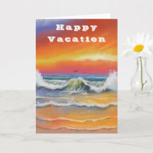 Bonne carte de vacances Peinture de coucher de sol