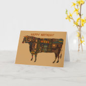 Bonne carte de vache d'anniversaire (Fleur jaune)