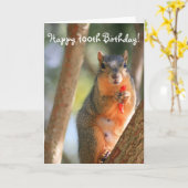Bonne carte de voeux 100th Birthday Squirrel (Fleur jaune)