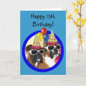 Bonne carte de voeux 13e anniversaire boxers (Fleur jaune)