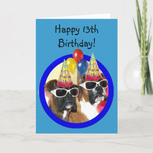 Bonne carte de voeux 13e anniversaire boxers