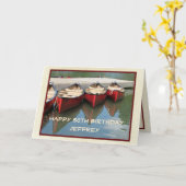 Bonne carte de voeux 50e anniversaire, Red Canoes (Fleur jaune)