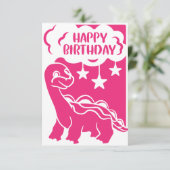 Bonne carte de voeux Anniversaire rose Dinosaur (Debout devant)