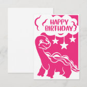Bonne carte de voeux Anniversaire rose Dinosaur (Devant / Derrière)
