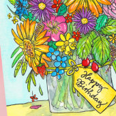 Bonne carte de voeux Birthday Bouquet par N. Janes