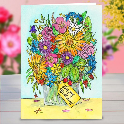 Bonne carte de voeux Birthday Bouquet par N. Janes