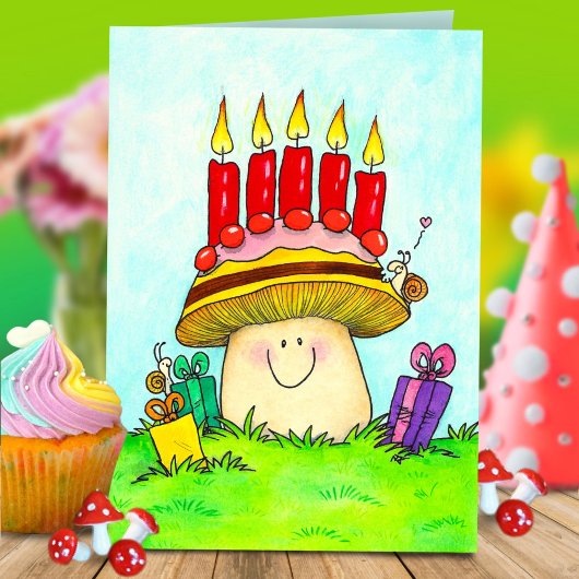 Bonne carte de voeux Birthday Mushroom