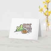 Bonne carte de voeux blanche Halloween {Halloween} (Fleur jaune)