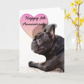 Bonne carte de voeux Bulldog 9e anniversaire (Fleur jaune)