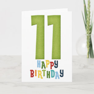 Bonne carte de voeux colorée 11e anniversaire