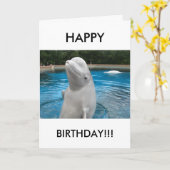 BONNE carte de voeux d'anniversaire avec Beluga Wh (Fleur jaune)