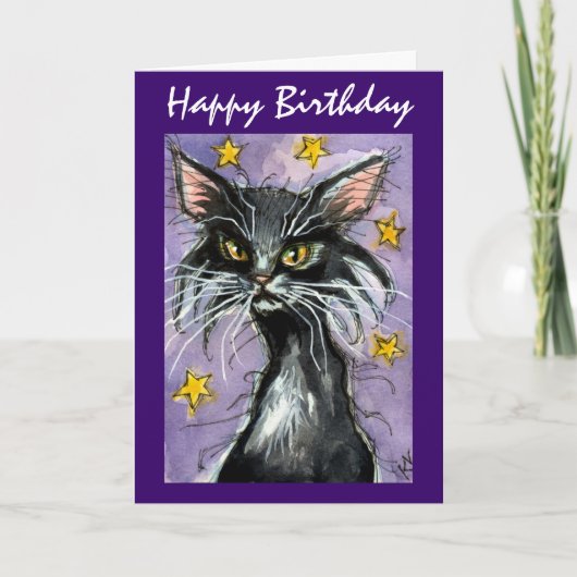 Bonne carte de voeux d'anniversaire Black Cat (Devant)
