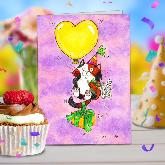Bonne carte de voeux d'anniversaire Calico Cat