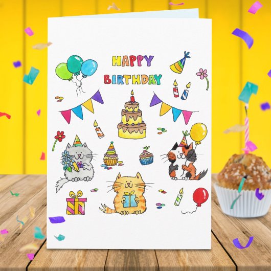 Bonne carte de voeux d'anniversaire Chat par N.Jan