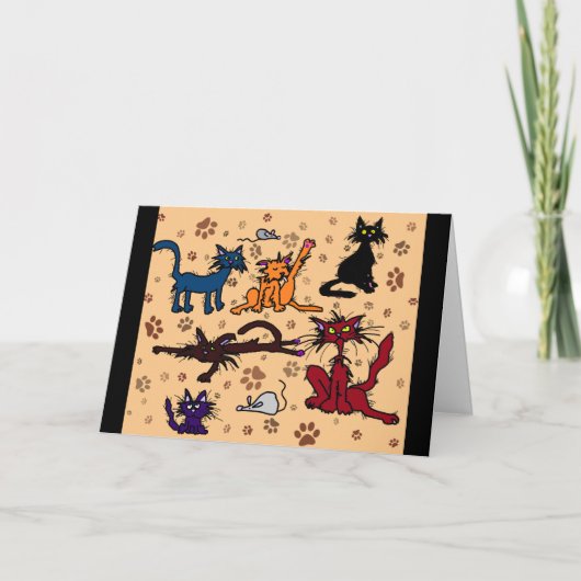 Bonne carte de voeux d'anniversaire Crazy Cat Lady (Devant)