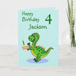 Bonne carte de voeux d'anniversaire Dinosaur plié