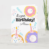 Bonne carte de voeux d'anniversaire Donuts texte p (Devant)