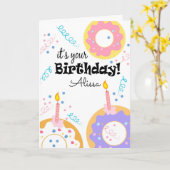 Bonne carte de voeux d'anniversaire Donuts texte p (Fleur jaune)
