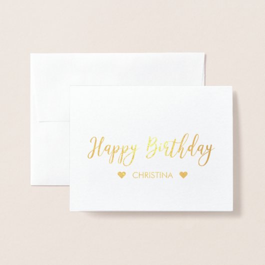 Bonne carte de voeux d'anniversaire Lettering Gold (Devant avec enveloppe)