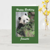 Bonne carte de voeux d'anniversaire Panda, frontiè (Fleur jaune)