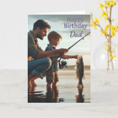 Bonne carte de voeux d'anniversaire papa pêche (Fleur jaune)