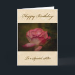 Bonne carte de voeux d'anniversaire soeur<br><div class="desc">A numalbcon Images Design featuring a Gold,  beige and pastel rose rose colored theme with a variety of custom images,  patterns,  shapes,  styles and fonts in this one of a-kind Birthday Greeting Card. it comes complete with matching interior and a customizable birthday wish for that spécial sister.</div>
