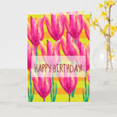 Bonne carte de voeux d'anniversaire, tulipes et li (Fleur jaune)