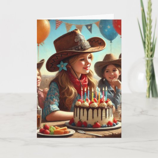 Bonne carte de voeux d'anniversaire Western Cowgir (Devant)