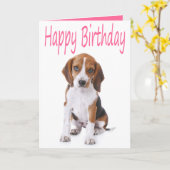 Bonne carte de voeux de Chien Chien Beagle d'anniv (Fleur jaune)