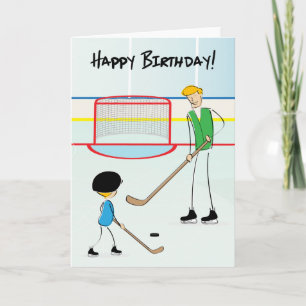 Bonne carte de voeux de hockey anniversaire (de ga