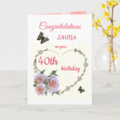 Bonne carte de voeux design 40e anniversaire (Fleur jaune)