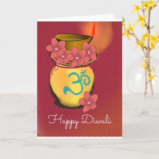 Bonne carte de voeux Diwali pliée (Fleur jaune)