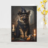 Bonne carte de voeux Halloween (chien) (Fleur jaune)
