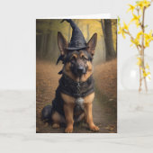 Bonne carte de voeux Halloween (chien) (Fleur jaune)
