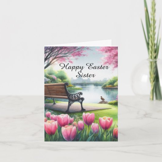 Bonne carte de voeux Pâques Soeur pliée (Devant)